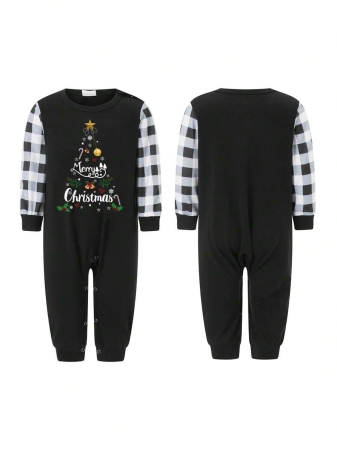 Christmas Family Matching Pajama Sets Plaid And Letter Print Christmas Sleepwear Holiday PJS Sleepwear For Dad Mom Kids - Image 8