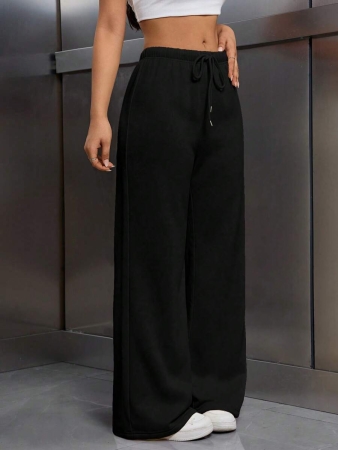 EMERY ROSE Women Ivory Color Thermal Lined Elastic Waist Drawstring Loose Pants Fall Cloth For Women - Image 6