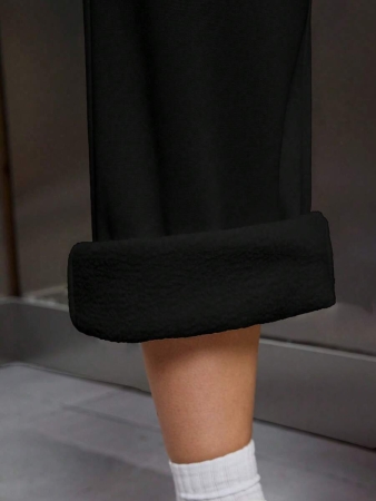 EMERY ROSE Women Ivory Color Thermal Lined Elastic Waist Drawstring Loose Pants Fall Cloth For Women - Image 7