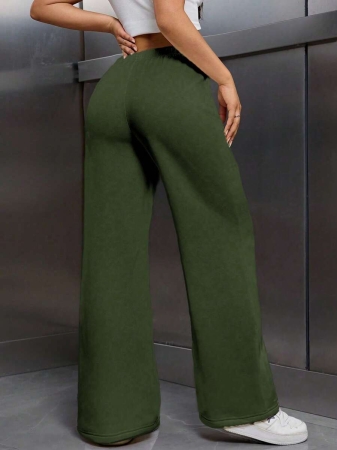 EMERY ROSE Women Ivory Color Thermal Lined Elastic Waist Drawstring Loose Pants Fall Cloth For Women - Image 10