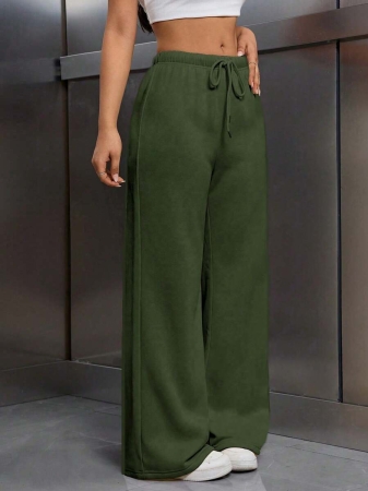 EMERY ROSE Women Ivory Color Thermal Lined Elastic Waist Drawstring Loose Pants Fall Cloth For Women - Image 11