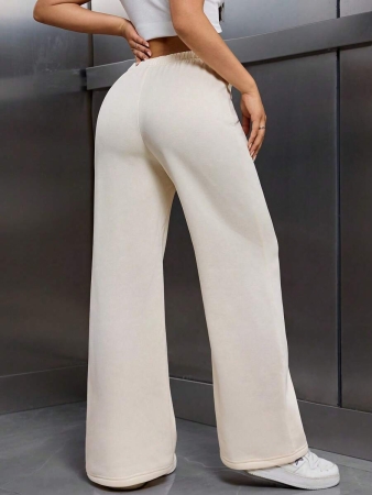 EMERY ROSE Women Ivory Color Thermal Lined Elastic Waist Drawstring Loose Pants Fall Cloth For Women - Image 18