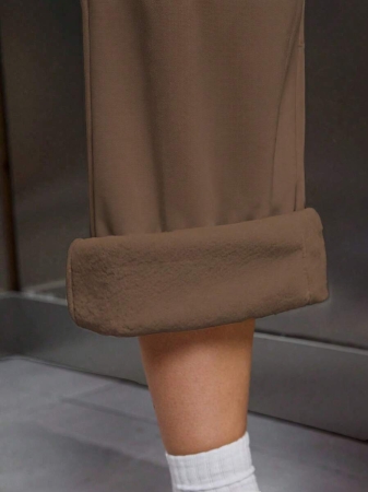 EMERY ROSE Women Ivory Color Thermal Lined Elastic Waist Drawstring Loose Pants Fall Cloth For Women - Image 29