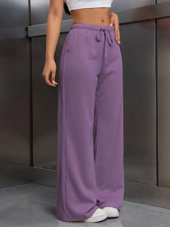 EMERY ROSE Women Ivory Color Thermal Lined Elastic Waist Drawstring Loose Pants Fall Cloth For Women - Image 32