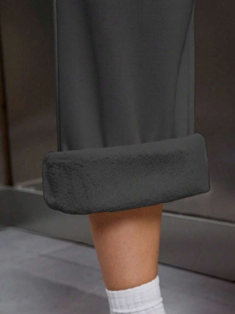 EMERY ROSE Women Ivory Color Thermal Lined Elastic Waist Drawstring Loose Pants Fall Cloth For Women - Image 46