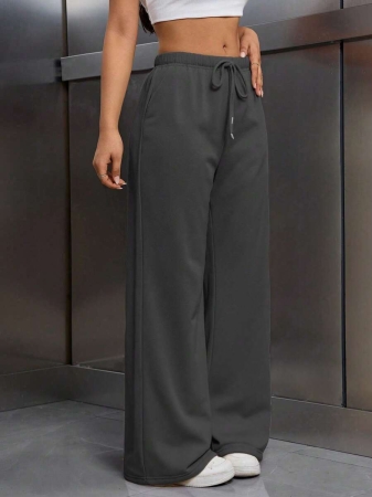 EMERY ROSE Women Ivory Color Thermal Lined Elastic Waist Drawstring Loose Pants Fall Cloth For Women - Image 47