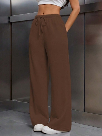 EMERY ROSE Women Ivory Color Thermal Lined Elastic Waist Drawstring Loose Pants Fall Cloth For Women - Image 50