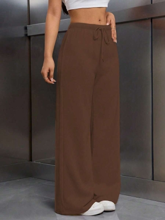 EMERY ROSE Women Ivory Color Thermal Lined Elastic Waist Drawstring Loose Pants Fall Cloth For Women - Image 51