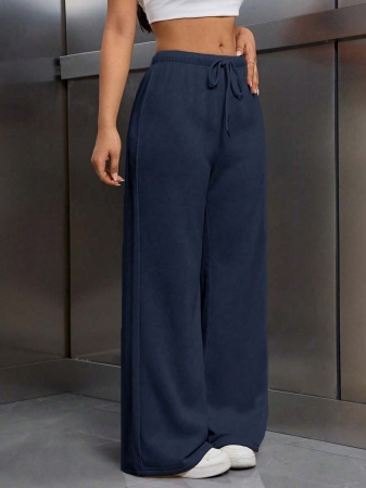 EMERY ROSE Women Ivory Color Thermal Lined Elastic Waist Drawstring Loose Pants Fall Cloth For Women - Image 59