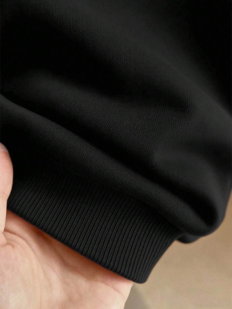 SHEIN Plus Size Women's Solid Color Drop Shoulder Long Sleeve Turndown Collar Half Zip Hoodie, Autumn Fall Cloth For Women Winter - Image 9