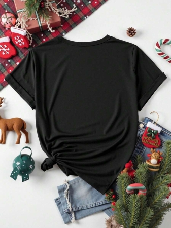 EMERY ROSE Halloween Plus Size Women's Casual Pumpkin Print Round Neck Short Sleeve T-Shirt, Summer - Image 25