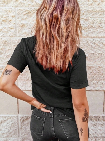 EMERY ROSE Halloween Plus Size Women's Casual Pumpkin Print Round Neck Short Sleeve T-Shirt, Summer - Image 37