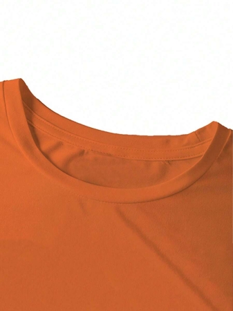 EMERY ROSE Halloween Plus Size Women's Casual Pumpkin Print Round Neck Short Sleeve T-Shirt, Summer - Image 49