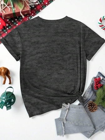 EMERY ROSE Halloween Plus Size Women's Casual Pumpkin Print Round Neck Short Sleeve T-Shirt, Summer - Image 60