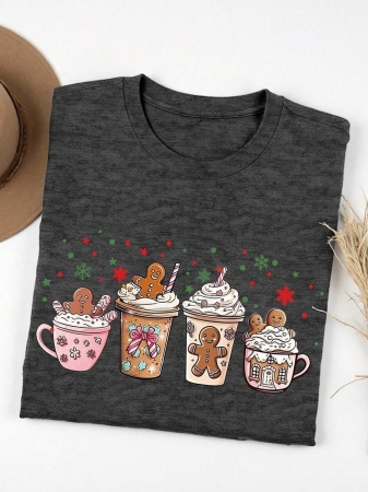 EMERY ROSE Halloween Plus Size Women's Casual Pumpkin Print Round Neck Short Sleeve T-Shirt, Summer - Image 69