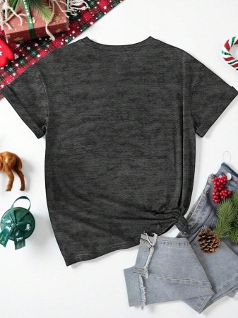 EMERY ROSE Halloween Plus Size Women's Casual Pumpkin Print Round Neck Short Sleeve T-Shirt, Summer - Image 70