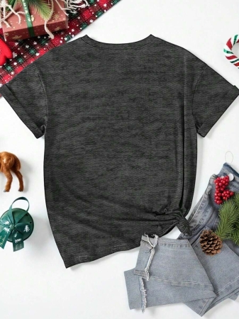 EMERY ROSE Halloween Plus Size Women's Casual Pumpkin Print Round Neck Short Sleeve T-Shirt, Summer - Image 76