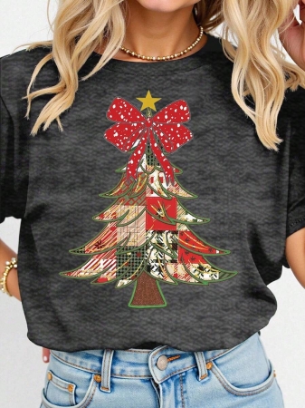 EMERY ROSE Halloween Plus Size Women's Casual Pumpkin Print Round Neck Short Sleeve T-Shirt, Summer - Image 80