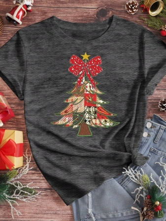 EMERY ROSE Halloween Plus Size Women's Casual Pumpkin Print Round Neck Short Sleeve T-Shirt, Summer - Image 82