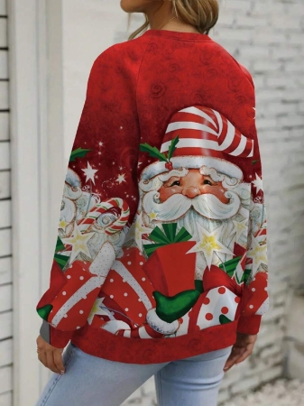 Plus Size Women's Cute Santa Claus Christmas Sweatshirt, Fashion For Autumn/Winter - Image 3