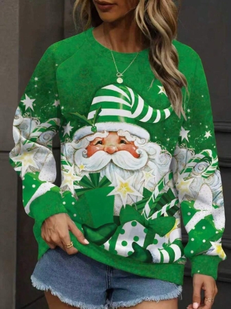 Plus Size Women's Cute Santa Claus Christmas Sweatshirt, Fashion For Autumn/Winter - Image 8