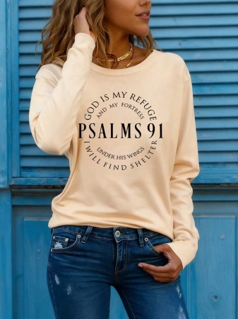 EMERY ROSE 2025 Long Sleeve Top,Bible Psalms Letter Printed Round Neck Long Sleeve T-Shirt Fall Cloth For Women - Image 2