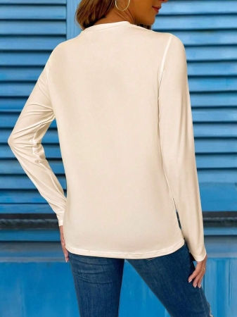 EMERY ROSE 2025 Long Sleeve Top,Bible Psalms Letter Printed Round Neck Long Sleeve T-Shirt Fall Cloth For Women - Image 3