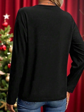 EMERY ROSE 2025 Long Sleeve Top,Bible Psalms Letter Printed Round Neck Long Sleeve T-Shirt Fall Cloth For Women - Image 6