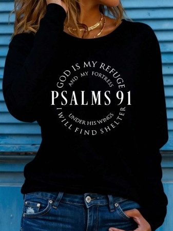 EMERY ROSE 2025 Long Sleeve Top,Bible Psalms Letter Printed Round Neck Long Sleeve T-Shirt Fall Cloth For Women - Image 9