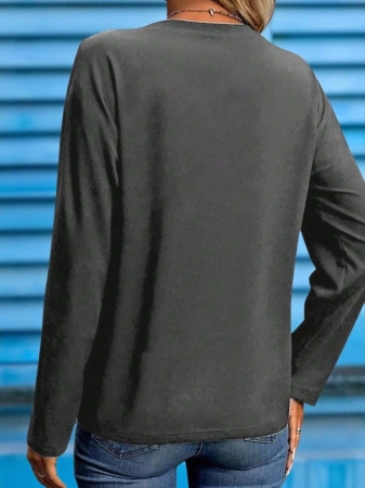 EMERY ROSE 2025 Long Sleeve Top,Bible Psalms Letter Printed Round Neck Long Sleeve T-Shirt Fall Cloth For Women - Image 13