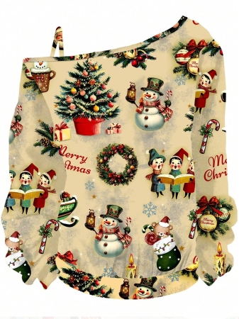 EMERY ROSE Plus Size Casual Stars And Moon Print Solid Color Asymmetric Collar Long Sleeve Sweatshirt Autumn And Winter,Fall Clothes For Women - Image 39