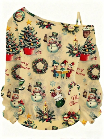 EMERY ROSE Plus Size Casual Stars And Moon Print Solid Color Asymmetric Collar Long Sleeve Sweatshirt Autumn And Winter,Fall Clothes For Women - Image 41