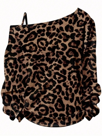 EMERY ROSE Plus Size Casual Stars And Moon Print Solid Color Asymmetric Collar Long Sleeve Sweatshirt Autumn And Winter,Fall Clothes For Women - Image 47