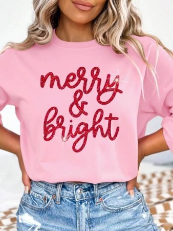 EMERY ROSE Women's Casual Loose Letter Graphic Drop Shoulder Pullover Sweatshirt