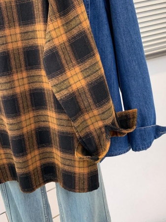 Women's Vintage Plaid Flannel Shirt With Lapel Collar, Long Sleeve Button Front Pocket Shirt Jacket For Casual Office, Home And Daily Wear In Fall Winter Spring - Image 12