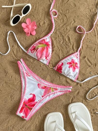 New Summer Women's Lace Sexy Solid Color Multicolored Printed Casual Holiday Bikini Set