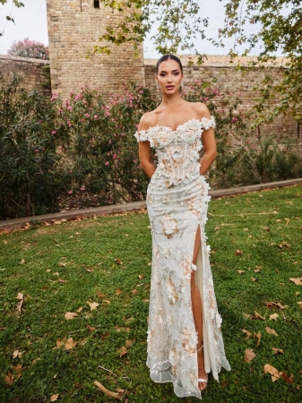 Faeriesty Haute Glamour Elegant Floral Mermaid Evening Gown With Delicate 3D Flower Embroidery – Fish-Tail Silhouette For Weddings, Evening Galas, Red-Carpet Events And Award Ceremonies - Image 6