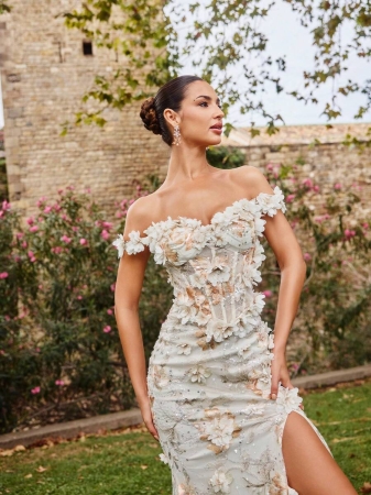 Faeriesty Haute Glamour Elegant Floral Mermaid Evening Gown With Delicate 3D Flower Embroidery – Fish-Tail Silhouette For Weddings, Evening Galas, Red-Carpet Events And Award Ceremonies - Image 9