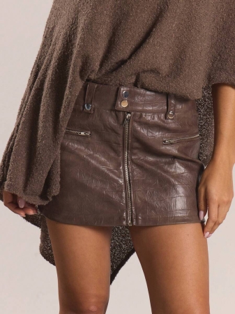 MUSERA Zip Front Belt Loops Detail Mini Skirt Autumn Winter Casual Going Out Everyday Night Out Sexy Cute Cosy - Image 2