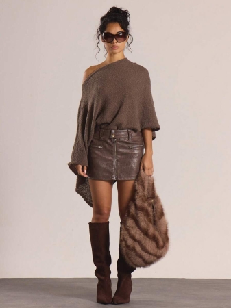 MUSERA Zip Front Belt Loops Detail Mini Skirt Autumn Winter Casual Going Out Everyday Night Out Sexy Cute Cosy - Image 3