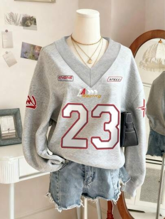 Letter Graphic Drop Shoulder Top Without Tee