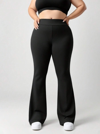 Plus Size Women Flared Pants, High Waist Elastic Skinny Yoga Leggings, Soft & Comfortable, Fashion Minimalist Casual Trousers, Autumn/Winter - Image 6
