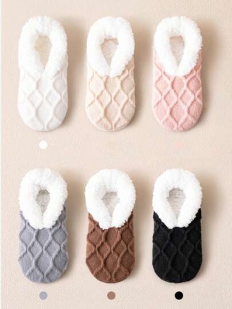 1 Pair Thick Thermal Lined Indoor Slipper Leg Warmers For Women, Cute, Warm, Non-Slip, Ideal For Autumn/Winter Home Use