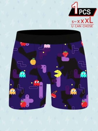 Gaming Pattern Men's Sports Long Boxer Briefs, Moisture Wicking, Printed, Quick-Drying Casual Briefs, Novelty Men's Shorts