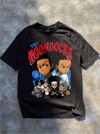 1 The Boondocks Character Print T-Shirt, 100% Cotton Crew Neck Short Sleeve T-Shirt, Breathable Knit Fabric, Casual Sport Style For Adults And Youth, Suitable For All Seasons - Image 2