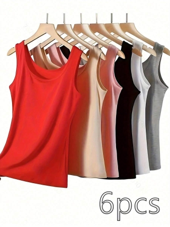 6-Pack Women's Basic Base Layer Tops, Versatile Women's Simple Tank Tops, Comfortable Breathable Sleeveless Tops, Women's Underwear And Lingerie - Image 11