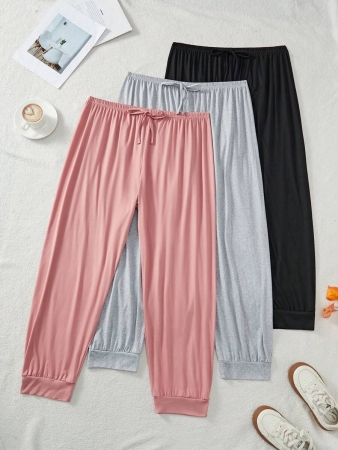 3pcs Plus Size Women Casual Loose Pajama Set, Includes Long Cozy Pants, Fall Clothes - Image 2