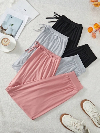 3pcs Plus Size Women Casual Loose Pajama Set, Includes Long Cozy Pants, Fall Clothes - Image 3