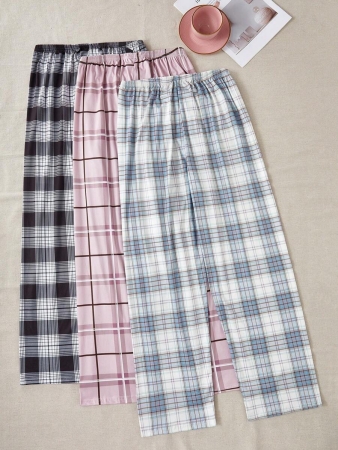 3pcs/Set Plaid & Random Printed Women Pajama Pants, Fall Clothes - Image 6