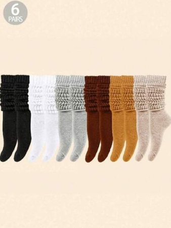 6pairs Women's Fall Winter Slouch Knit Socks Slouchy Socks Women Scrunch Socks Women Scrunchie Socks Women Crew Socks